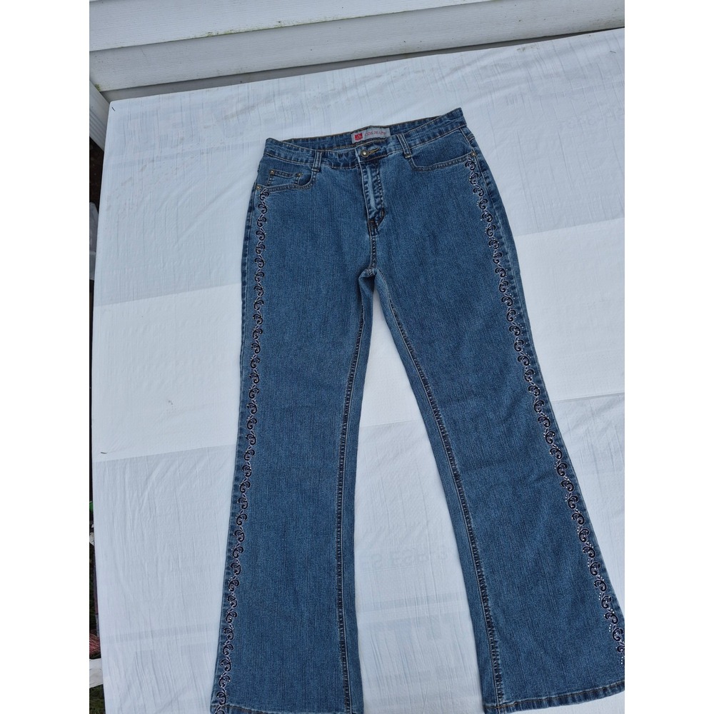 COS Jeans Womens 8 Medium Wash Embroidered Studded Bootcut Denim Blue 089877A-6